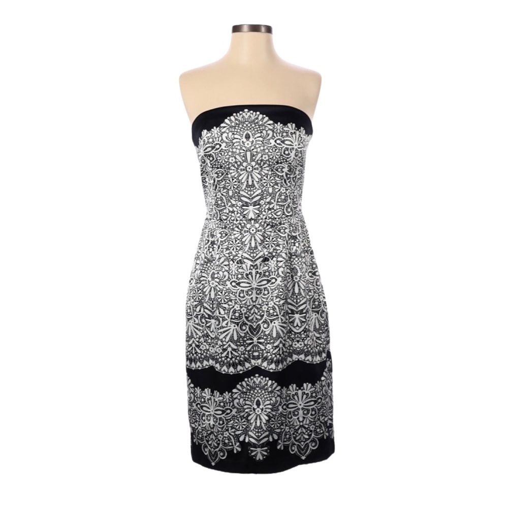 White House Black Market Floral Strapless Cocktail Evening Dress NWT Size 2